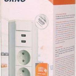 Begroting ???? Orno® ORNO Meubel Stopcontact Stekkerdoos Zilverwit 2 Voudig Kabellengte 0.6 Meter With X2 Charger Usb VOOR BELGIE ???? -Samsonite Winkel 329x840