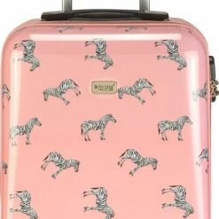 Uitgang ???? Princess Traveller Trendy Animal Collection - ???? Handbagage Koffer - Zebra - Roze - 56cm ????