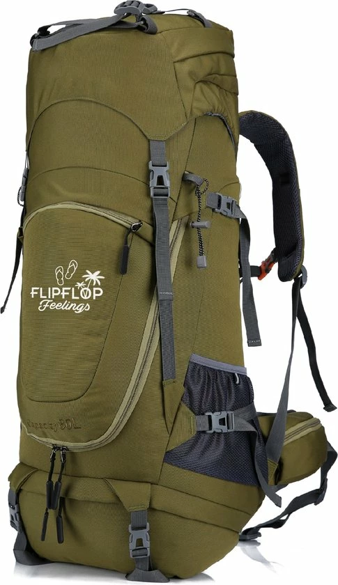 Gloednieuw ???? FlipFlop Feelings 70 Liter ???? Backpack - Groen - Verstelbaar Van 60L Tot 80L - Rits Rondom - Opent Als Koffer - Gratis Regenhoes ???? 4 Gloednieuw ???? FlipFlop Feelings 70 Liter ???? Backpack - Groen - Verstelbaar Van 60L Tot 80L - Rits Rondom - Opent Als Koffer - Gratis Regenhoes ???? - Afbeelding 2