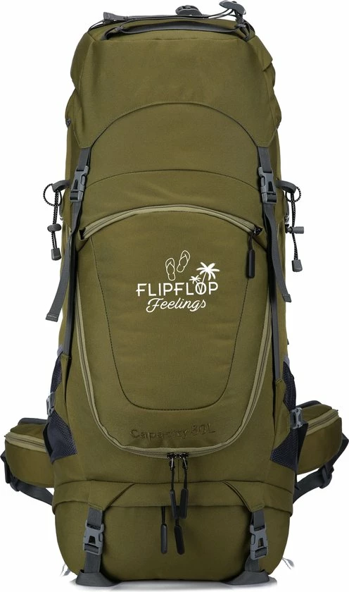 Gloednieuw ???? FlipFlop Feelings 70 Liter ???? Backpack - Groen - Verstelbaar Van 60L Tot 80L - Rits Rondom - Opent Als Koffer - Gratis Regenhoes ???? 3 Gloednieuw ???? FlipFlop Feelings 70 Liter ???? Backpack - Groen - Verstelbaar Van 60L Tot 80L - Rits Rondom - Opent Als Koffer - Gratis Regenhoes ????