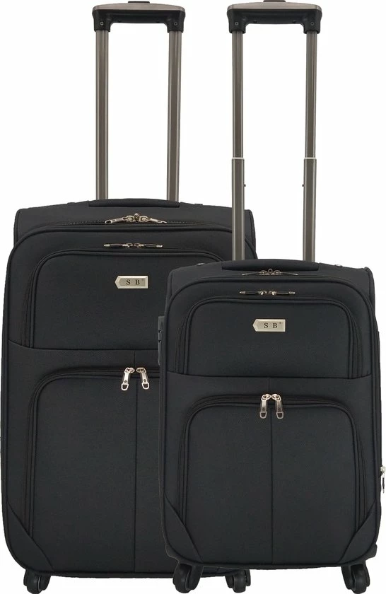 Beste Verkoop ???? SB Travelbags 2 Delige Bagage Stoffen Kofferset 4 Wielen Trolley -Zwart - 65cm/55cm ???? 3 Beste Verkoop ???? SB Travelbags 2 Delige Bagage Stoffen Kofferset 4 Wielen Trolley -Zwart - 65cm/55cm ????