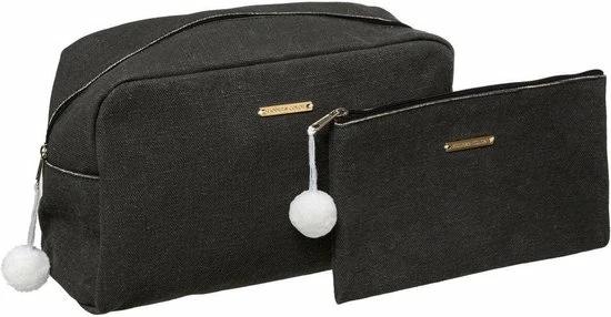 Coupon ???? 5five Set Van 2x Toilettassen/make-up/opberg Tasjes Zwart - Reis/vakantie Toilettassen/make-up Etui ???? 3 Coupon ???? 5five Set Van 2x Toilettassen/make-up/opberg Tasjes Zwart - Reis/vakantie Toilettassen/make-up Etui ????