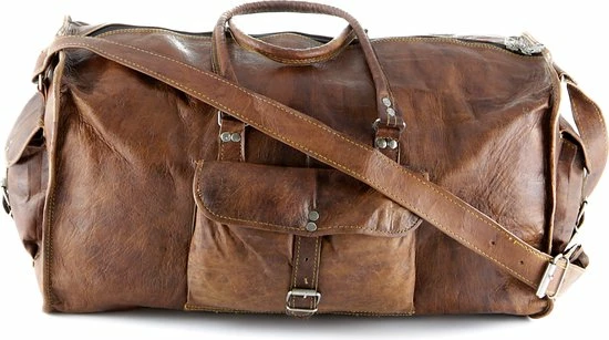 Gloednieuw ⌛ Oncedoce Sporttas 54 X 27 X 27 Cm - Echte Leder - Cognac Bruin – Reistas Casual Vintage Look Design ???? 7 Gloednieuw ⌛ Oncedoce Sporttas 54 X 27 X 27 Cm - Echte Leder - Cognac Bruin – Reistas Casual Vintage Look Design ???? - Afbeelding 5
