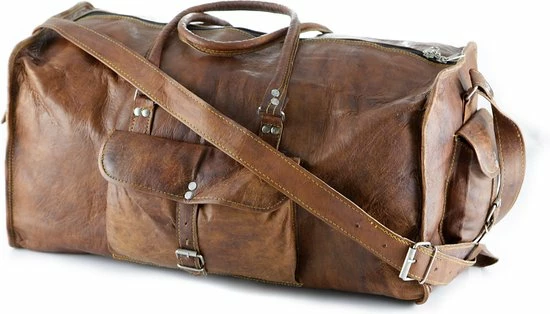 Gloednieuw ⌛ Oncedoce Sporttas 54 X 27 X 27 Cm - Echte Leder - Cognac Bruin – Reistas Casual Vintage Look Design ???? 17 Gloednieuw ⌛ Oncedoce Sporttas 54 X 27 X 27 Cm - Echte Leder - Cognac Bruin – Reistas Casual Vintage Look Design ???? - Afbeelding 15