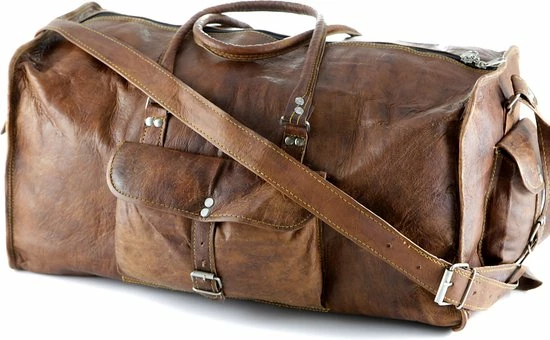 Gloednieuw ⌛ Oncedoce Sporttas 54 X 27 X 27 Cm - Echte Leder - Cognac Bruin – Reistas Casual Vintage Look Design ???? 4 Gloednieuw ⌛ Oncedoce Sporttas 54 X 27 X 27 Cm - Echte Leder - Cognac Bruin – Reistas Casual Vintage Look Design ???? - Afbeelding 2