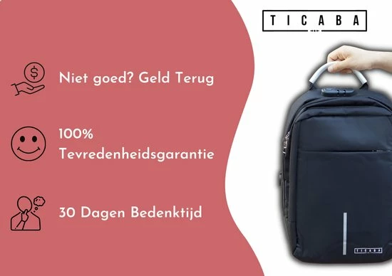 Hete verkoop ???? Ticaba Smith - Waterafstotende Anti Diefstal Laptop Rugzak Inclusief Usb Oplaadstation - 14 T/m 15,6 Inch - Rugtas Voor Dames En Heren - Zwart ❤️ 16 Hete verkoop ???? Ticaba Smith - Waterafstotende Anti Diefstal Laptop Rugzak Inclusief Usb Oplaadstation - 14 T/m 15,6 Inch - Rugtas Voor Dames En Heren - Zwart ❤️ - Afbeelding 14
