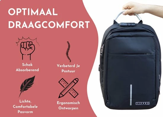 Hete verkoop ???? Ticaba Smith - Waterafstotende Anti Diefstal Laptop Rugzak Inclusief Usb Oplaadstation - 14 T/m 15,6 Inch - Rugtas Voor Dames En Heren - Zwart ❤️ 7 Hete verkoop ???? Ticaba Smith - Waterafstotende Anti Diefstal Laptop Rugzak Inclusief Usb Oplaadstation - 14 T/m 15,6 Inch - Rugtas Voor Dames En Heren - Zwart ❤️ - Afbeelding 5
