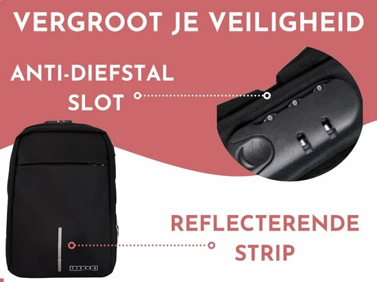 Hete verkoop ???? Ticaba Smith - Waterafstotende Anti Diefstal Laptop Rugzak Inclusief Usb Oplaadstation - 14 T/m 15,6 Inch - Rugtas Voor Dames En Heren - Zwart ❤️ 9 Hete verkoop ???? Ticaba Smith - Waterafstotende Anti Diefstal Laptop Rugzak Inclusief Usb Oplaadstation - 14 T/m 15,6 Inch - Rugtas Voor Dames En Heren - Zwart ❤️ - Afbeelding 7