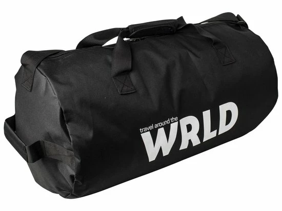 Beste Verkoop ???? Gusta® Gusta - Weekendtas - Zwart Met Tekst 'WRLD' - 55x30cm ???? 4 Beste Verkoop ???? Gusta® Gusta - Weekendtas - Zwart Met Tekst 'WRLD' - 55x30cm ???? - Afbeelding 2