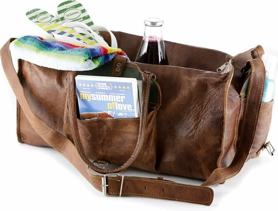 Gloednieuw ⌛ Oncedoce Sporttas 54 X 27 X 27 Cm - Echte Leder - Cognac Bruin – Reistas Casual Vintage Look Design ???? 12 Gloednieuw ⌛ Oncedoce Sporttas 54 X 27 X 27 Cm - Echte Leder - Cognac Bruin – Reistas Casual Vintage Look Design ???? - Afbeelding 10