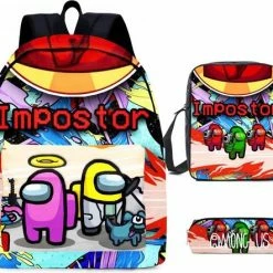 Korting ???? Overige Merken Among Us Impostor Rugzak Set Met Schoudertas En Etui - Kinderrugtas- Schooltas - Reistas ????