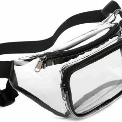 Groothandel ???? Merkloos Heuptas Holografisch - Fanny Pack - Buideltasje - Heuptasje Dames - Festival Tasje - PVC - 28 X 15 Cm - Transparant - Zwart ❤️