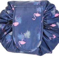 Uitgang ⭐ Fako Fashion® - Magic Travel Pouch - Cosmetic Opberg Tas - Make-up Opbergsysteem - Make-up Toilettas - Reistas - Cosmetica Accessoires Organiser - Handige Toilettas - Flamingo Donkerblauw 🔥