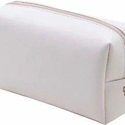 Kopen 🥰 Fako Fashion® - Make Up Tasje Rechthoek - Toilettas - Wit - PU Leder - 17x10x8cm - Waterproof - Wit 🛒