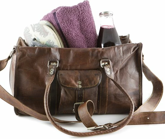 Gloednieuw ⌛ Oncedoce Sporttas 54 X 27 X 27 Cm - Echte Leder - Cognac Bruin – Reistas Casual Vintage Look Design ???? 6 Gloednieuw ⌛ Oncedoce Sporttas 54 X 27 X 27 Cm - Echte Leder - Cognac Bruin – Reistas Casual Vintage Look Design ???? - Afbeelding 4