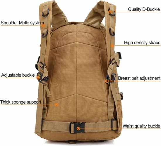 Korting ???? Merkloos Tactische Rugzak Militaire - Leger Outdoor Bag Rugzak Mannen - Camping Tactische Rugzak Wandelen Sport - Speciale Editie ???? 6 Korting ???? Merkloos Tactische Rugzak Militaire - Leger Outdoor Bag Rugzak Mannen - Camping Tactische Rugzak Wandelen Sport - Speciale Editie ???? - Afbeelding 4