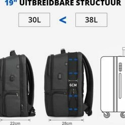Goedkoop ✔️ Brandie® - Rugzak - Laptop Rugzak Tot 15.6 Inch Voor Unisex - Schooltas - Waterdicht - Anti-diefstal TSA Slot - USB Poort - Met Regenhoes - Schoudertas Voor Reizen En Zakelijk Werk - Gewicht 1.3KG - Maat18*30*47 Inch - Zwart ???? -Samsonite Winkel 550x504 4