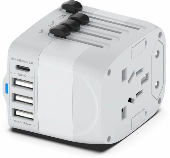 Flash-uitverkoop ???? Ar202 Universele Wereldstekker Met 4 USB-C En USB Poorten - Internationale Reisstekker Voor 150+ Landen - EU - Engeland (UK) - Amerika (USA) - Australië - Azië - Zuid Amerika - Reis Adapter - Wereld Stekker - Oplader – Wit ???? 9 Flash-uitverkoop ???? Ar202 Universele Wereldstekker Met 4 USB-C En USB Poorten - Internationale Reisstekker Voor 150+ Landen - EU - Engeland (UK) - Amerika (USA) - Australië - Azië - Zuid Amerika - Reis Adapter - Wereld Stekker - Oplader – Wit ???? - Afbeelding 7