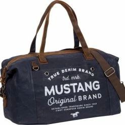 Aanbiedingen ⌛ Mustang® Official Mustang® Genua Sporttas - Weekendtas - Reistas - Sporttas - 👜 Handbagage - 42 Liter - Canvas - Blue Denim 🎉