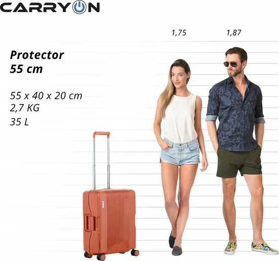Aanbiedingen ???? CarryOn Protector Luxe ???? Handbagage Koffer - Trolley 55cm Met TSA-klikslot - 4-delige Packer Set - Ultralicht - Terra Oranje ???? 9 Aanbiedingen ???? CarryOn Protector Luxe ???? Handbagage Koffer - Trolley 55cm Met TSA-klikslot - 4-delige Packer Set - Ultralicht - Terra Oranje ???? - Afbeelding 7