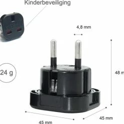Korting ???? Colorful Sun® Universele Wereldstekker - Reisstekker Type E & F - UK Naar EU/ID/KR - 1 Stuk - Engeland, Schotland(UK), Hong Kong, Ierland, Malta, Maleisië, Singapore Naar Europa(EU), Indonesië, Korea - Kinderbeveiliging - Zwart ???? -Samsonite Winkel 550x516 4