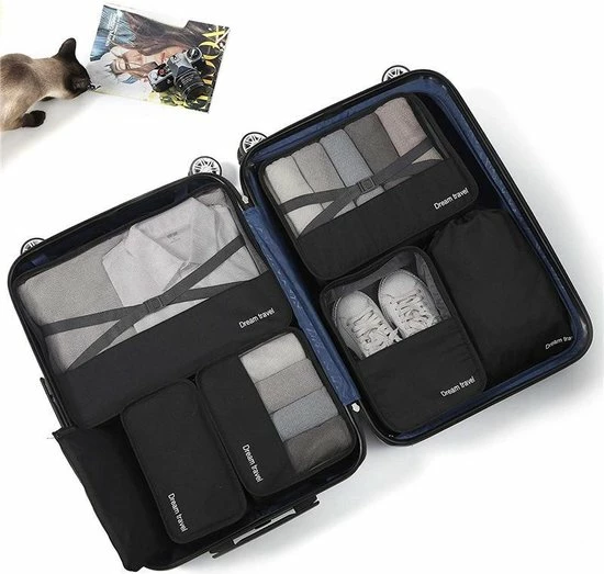 Kopen ✨ Dream Travel Packing Cubes - 7 Delige - Koffer Organizer Set - Premium Kwaliteit - Zwart ???? 3 Kopen ✨ Dream Travel Packing Cubes - 7 Delige - Koffer Organizer Set - Premium Kwaliteit - Zwart ????