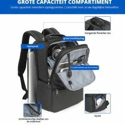 Goedkoop ✔️ Brandie® - Rugzak - Laptop Rugzak Tot 15.6 Inch Voor Unisex - Schooltas - Waterdicht - Anti-diefstal TSA Slot - USB Poort - Met Regenhoes - Schoudertas Voor Reizen En Zakelijk Werk - Gewicht 1.3KG - Maat18*30*47 Inch - Zwart ???? -Samsonite Winkel 550x525 5
