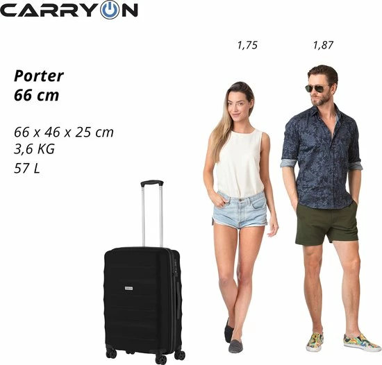 Beste deal ???? CarryOn Porter ® Reiskoffer - 66cm Trolley Met TSA-slot - OKOBAN Registratie - Zwart ⌛ 7 Beste deal ???? CarryOn Porter ® Reiskoffer - 66cm Trolley Met TSA-slot - OKOBAN Registratie - Zwart ⌛ - Afbeelding 5