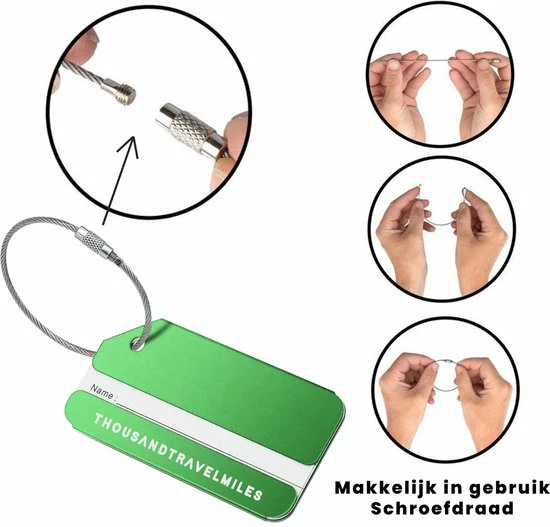Gloednieuw ???? Aluminium Bagagelabel Groen – Kofferlabel – Aluminium Bagagelabel Voor Koffer En Bagage – Reislabel – 2 Stuks – Groen - Thousandtravelmiles ???? 5 Gloednieuw ???? Aluminium Bagagelabel Groen – Kofferlabel – Aluminium Bagagelabel Voor Koffer En Bagage – Reislabel – 2 Stuks – Groen - Thousandtravelmiles ???? - Afbeelding 3
