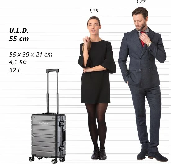 Beste deal ???? CarryOn ULD ???? Handbagage - Luxe Aluminium Trolley 55cm - Dubbel TSA Slot - Dubbele Wielen - Grijs ❤️ 7 Beste deal ???? CarryOn ULD ???? Handbagage - Luxe Aluminium Trolley 55cm - Dubbel TSA Slot - Dubbele Wielen - Grijs ❤️ - Afbeelding 5