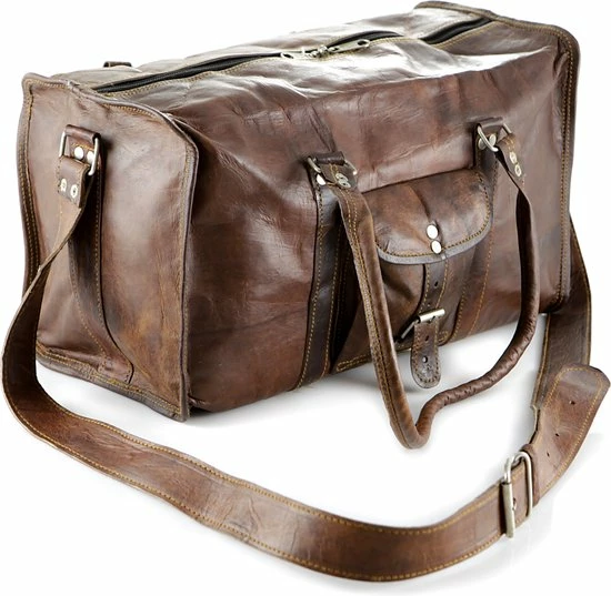 Gloednieuw ⌛ Oncedoce Sporttas 54 X 27 X 27 Cm - Echte Leder - Cognac Bruin – Reistas Casual Vintage Look Design ???? 9 Gloednieuw ⌛ Oncedoce Sporttas 54 X 27 X 27 Cm - Echte Leder - Cognac Bruin – Reistas Casual Vintage Look Design ???? - Afbeelding 7