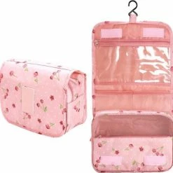 Hete verkoop ???? Fako Fashion® - Toilettas Met Haak - Travel Bag - Organizer Voor Toiletartikelen - Reisartikelen - Travel Bag - Ophangbare Toilettas - Kersen Roze ????