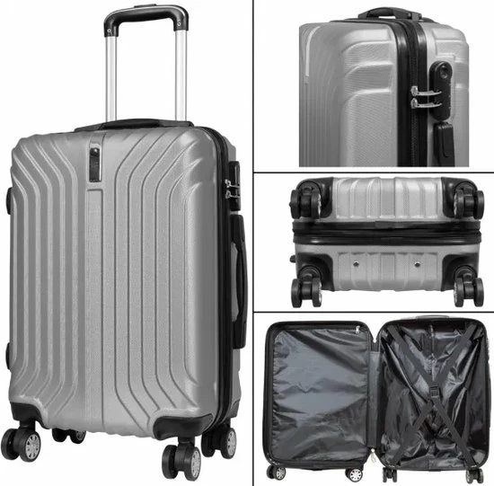 Coupon ???? Monopol - Palma - Reiskoffer - ABS - Zilver - Visueel Design - Maat L / 90 Liter ???? 4 Coupon ???? Monopol - Palma - Reiskoffer - ABS - Zilver - Visueel Design - Maat L / 90 Liter ???? - Afbeelding 2