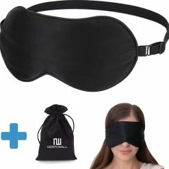 Promo ✔️ Northwall Premium Zijden Slaapmasker Met Opbergzakje - 100% Verduisterend Oogmasker - Verstelbaar - Zwart ????