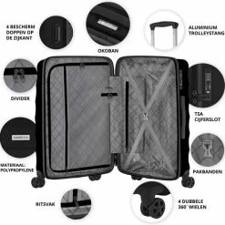 Alternative view of Beste deal ???? CarryOn Porter ® Reiskoffer - 66cm Trolley Met TSA-slot - OKOBAN Registratie - Zwart ⌛