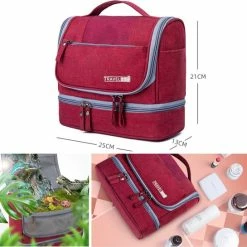 Goedkoopste ???? Rainbecom Toilettassen - Beautycases - Toilettas Met Haak - Reis Organizer - Rood ???? -Samsonite Winkel 550x545 1