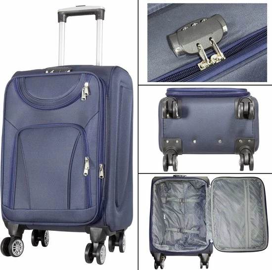 Coupon ???? Travelsuitcase - Maribor - 3delig Reiskofferset - Kwalitatief Nylon Stof - Blauw - Dé Marie ???? 4 Coupon ???? Travelsuitcase - Maribor - 3delig Reiskofferset - Kwalitatief Nylon Stof - Blauw - Dé Marie ???? - Afbeelding 2