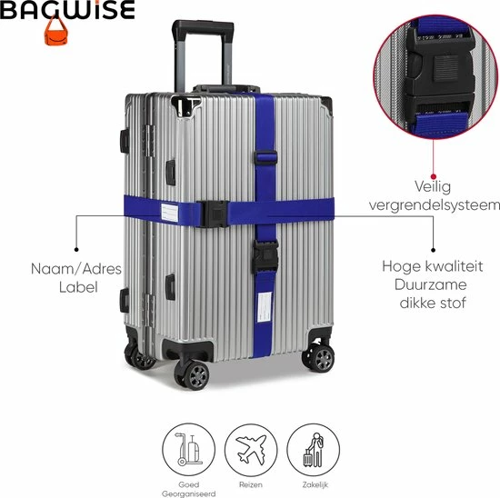 Aanbiedingen ❤️ Bagwise 2 X Kofferriem - Bagage Band - Luggage Belt - Bagage Gordel -Afstelbaar - 200cm X 5 Cm - Blauw ✔️ 9 Aanbiedingen ❤️ Bagwise 2 X Kofferriem - Bagage Band - Luggage Belt - Bagage Gordel -Afstelbaar - 200cm X 5 Cm - Blauw ✔️ - Afbeelding 7