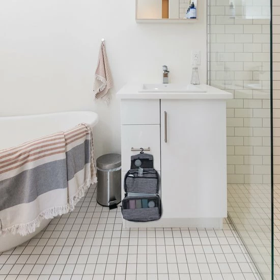 Flash-uitverkoop ???? Denver Travel Toilettas Met Haak En Opbergvakken - Heren & Dames - Waterafstotend - Grijs ???? 6 Flash-uitverkoop ???? Denver Travel Toilettas Met Haak En Opbergvakken - Heren & Dames - Waterafstotend - Grijs ???? - Afbeelding 4