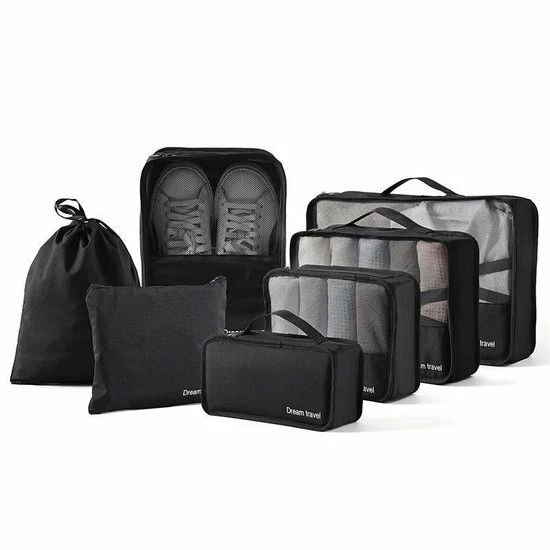 Kopen ✨ Dream Travel Packing Cubes - 7 Delige - Koffer Organizer Set - Premium Kwaliteit - Zwart ???? 5 Kopen ✨ Dream Travel Packing Cubes - 7 Delige - Koffer Organizer Set - Premium Kwaliteit - Zwart ???? - Afbeelding 3