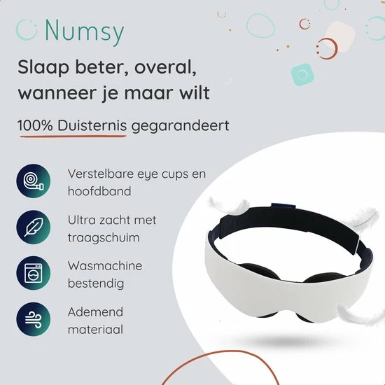 Hete verkoop ⭐ Numsy Luxe 3D Slaapmasker Unisex - Oogmasker Slaap - 100% Verduisterend ???? 8 Hete verkoop ⭐ Numsy Luxe 3D Slaapmasker Unisex - Oogmasker Slaap - 100% Verduisterend ???? - Afbeelding 6