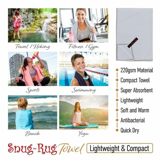Korting ???? Snug Rug - Handdoeken - Microvezel Handdoek - Badhanddoeken - Badlaken - Reishanddoek - Badhanddoek - Badlakens - 80 X 160 Cm - Grijs ⭐ 4 Korting ???? Snug Rug - Handdoeken - Microvezel Handdoek - Badhanddoeken - Badlaken - Reishanddoek - Badhanddoek - Badlakens - 80 X 160 Cm - Grijs ⭐ - Afbeelding 2
