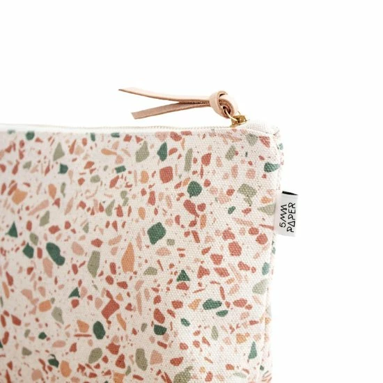 Beste deal ???? Merkloos Make-Up Tasje / Etui / Toilettas Met Trendy Kleurrijk Terrazzo Patroon - Terracotta Groen ???? 4 Beste deal ???? Merkloos Make-Up Tasje / Etui / Toilettas Met Trendy Kleurrijk Terrazzo Patroon - Terracotta Groen ???? - Afbeelding 2