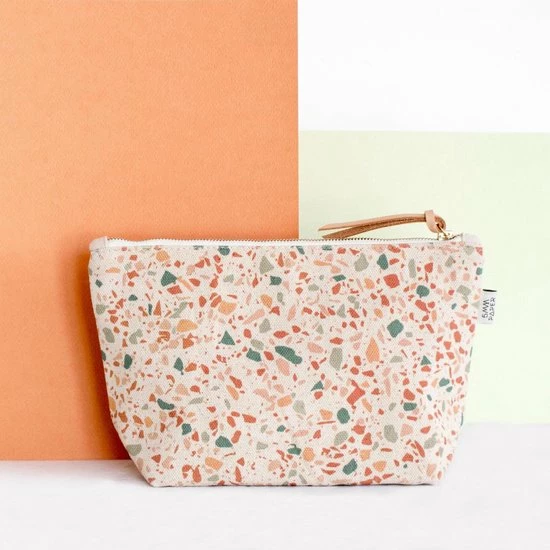Beste deal ???? Merkloos Make-Up Tasje / Etui / Toilettas Met Trendy Kleurrijk Terrazzo Patroon - Terracotta Groen ???? 5 Beste deal ???? Merkloos Make-Up Tasje / Etui / Toilettas Met Trendy Kleurrijk Terrazzo Patroon - Terracotta Groen ???? - Afbeelding 3