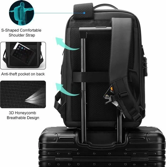 Kopen ⌛ FENRUIEN Bange Rugtas - 15,6 Inch - Laptop Rugzak - USB-aansluiting - TSA Slot - Waterafstotend - Zwart - Incl. Smart Thermosfles ⌛ 7 Kopen ⌛ FENRUIEN Bange Rugtas - 15,6 Inch - Laptop Rugzak - USB-aansluiting - TSA Slot - Waterafstotend - Zwart - Incl. Smart Thermosfles ⌛ - Afbeelding 5