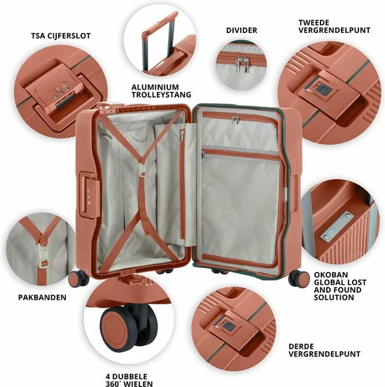 Aanbiedingen ???? CarryOn Protector Luxe Koffer - Trolley 66cm Met TSA-klikslot - 4-delige Packer Set - Ultralicht - Terra Oranje ???? 7 Aanbiedingen ???? CarryOn Protector Luxe Koffer - Trolley 66cm Met TSA-klikslot - 4-delige Packer Set - Ultralicht - Terra Oranje ???? - Afbeelding 5