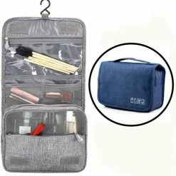 Promo ???? Merkloos Decopatent® Ophangbare Toilettas Met Haak - Dames & Heren - Travel Bag Organizer - Waterdichte Reis Tas - Mannen & Vrouwen - Blauw ????