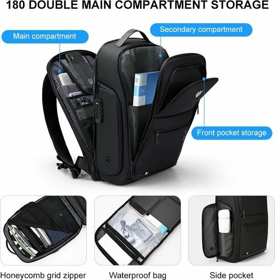 Kopen ⌛ FENRUIEN Bange Rugtas - 15,6 Inch - Laptop Rugzak - USB-aansluiting - TSA Slot - Waterafstotend - Zwart - Incl. Smart Thermosfles ⌛ 9 Kopen ⌛ FENRUIEN Bange Rugtas - 15,6 Inch - Laptop Rugzak - USB-aansluiting - TSA Slot - Waterafstotend - Zwart - Incl. Smart Thermosfles ⌛ - Afbeelding 7