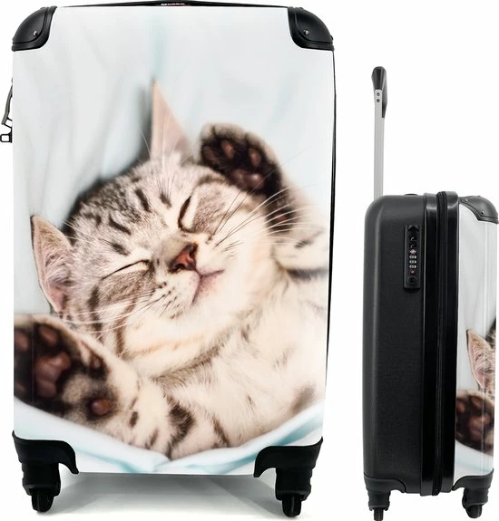Promo ???? MuchoWow® Koffer - Kitten - Slaap - Bed - Past Binnen 55x40x20 Cm En 55x35x25 Cm - ???? Handbagage - Trolley - Fotokoffer - Cabin Size - Print ⭐ 3 Promo ???? MuchoWow® Koffer - Kitten - Slaap - Bed - Past Binnen 55x40x20 Cm En 55x35x25 Cm - ???? Handbagage - Trolley - Fotokoffer - Cabin Size - Print ⭐