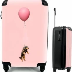 Hete verkoop ✨ MuchoWow® Koffer - Teckel Zweeft Omhoog Door Een Ballon - Past Binnen 55x40x20 Cm En 55x35x25 Cm - ???? Handbagage - Trolley - Fotokoffer - Cabin Size - Print ????